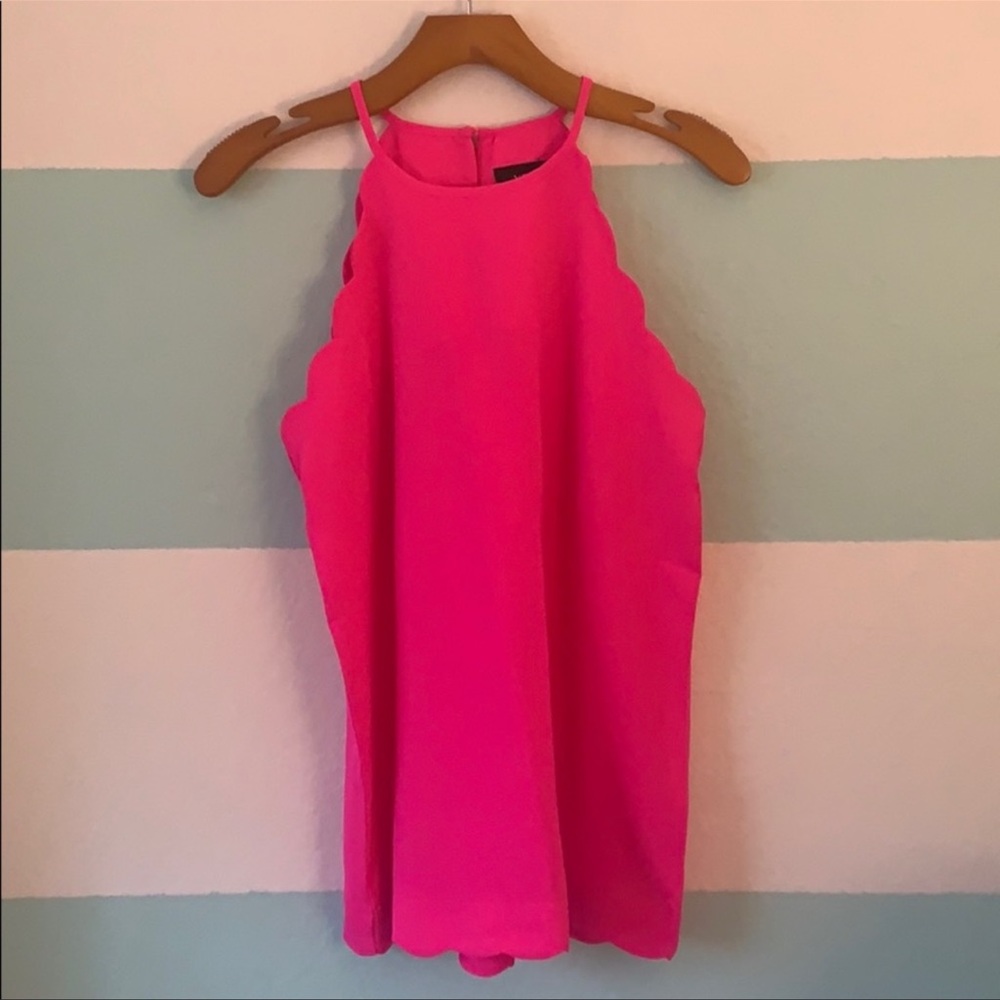 Vici bright pink scallop edged halter neck top